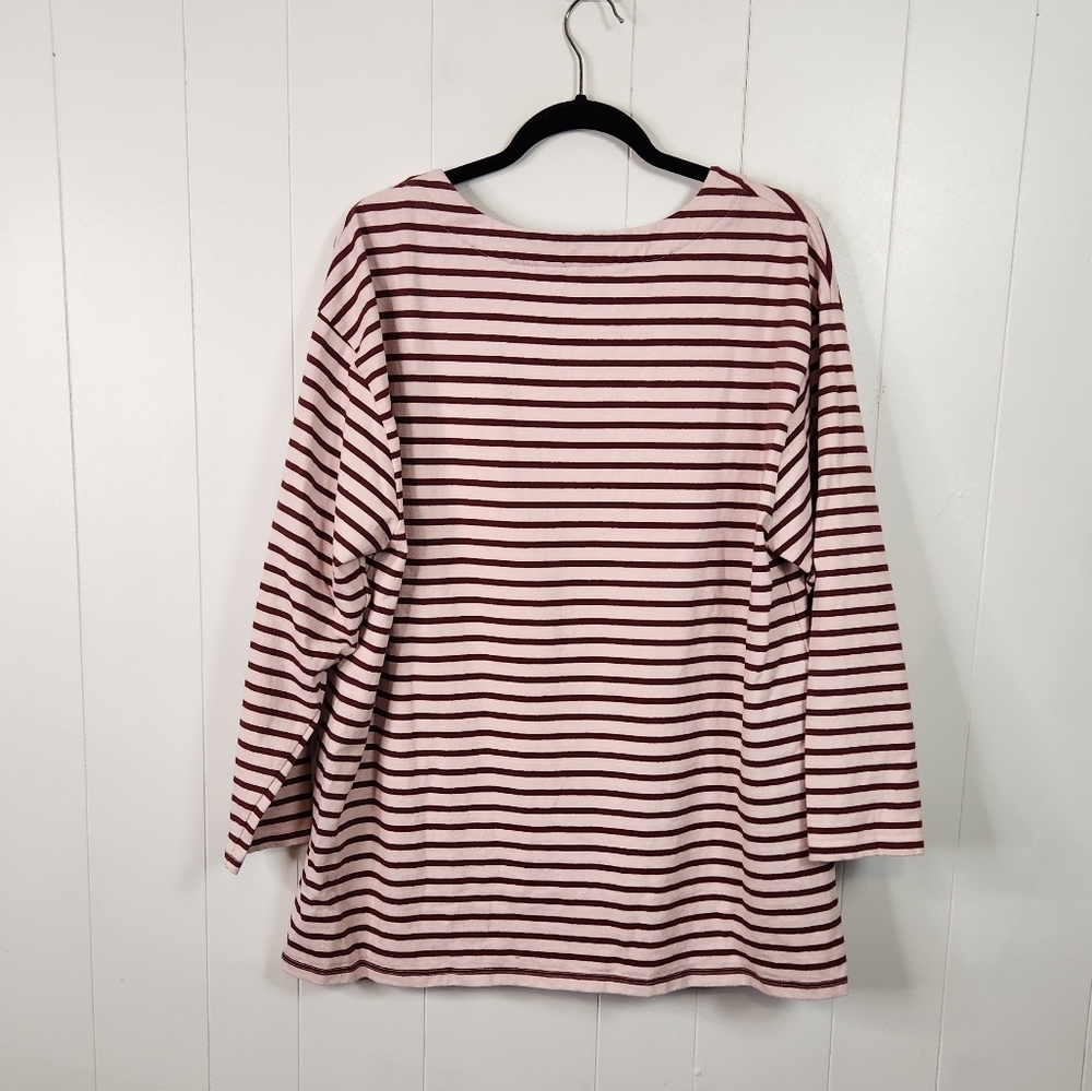 Lands End Women's Long Sleeve Heavyweight Jersey Lace Front Top Red Pink size 1X - Picture 3 of 9